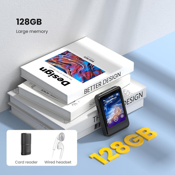 ZOOAOXO 128GB MP3 Player with Bluetooth 5.2, 2.4 Zoll Voller Touchscreen, Eingebauter Lautsprecher,