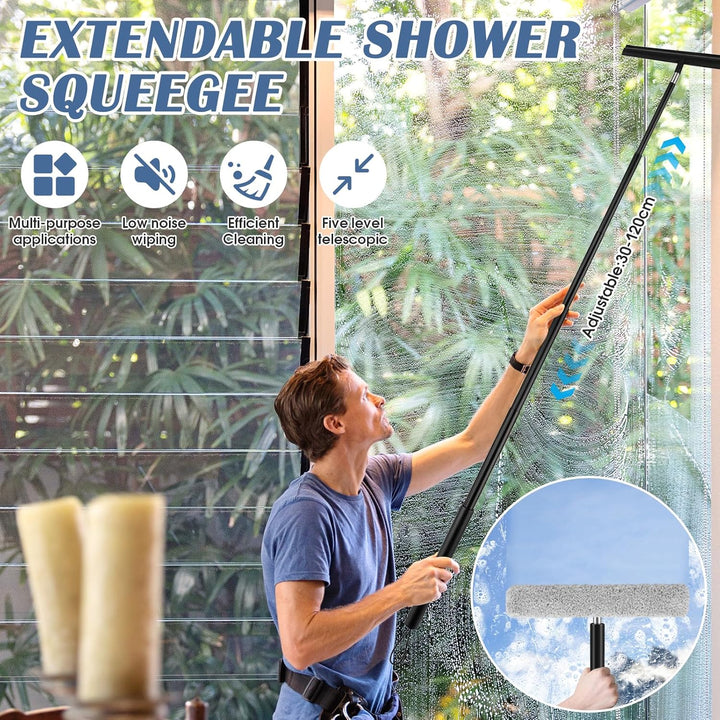 Duschabzieher Abzieher Dusche Boden mit Teleskopstange 120CM Fensterabzieher und Fensterwischer 2 in