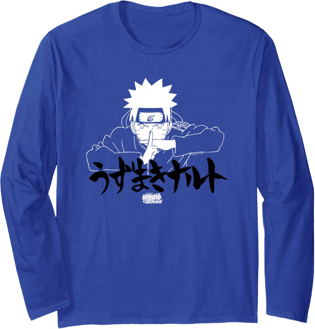 Naruto Shippuden Linear Naruto Jutsu with Kanji Langarmshirt