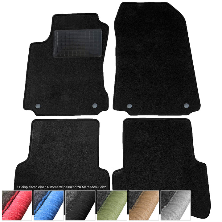 moto-MOLTICO Fussmatten Auto Velours Autoteppiche Schwarz Automatten Set 4-teilig passend für Merced