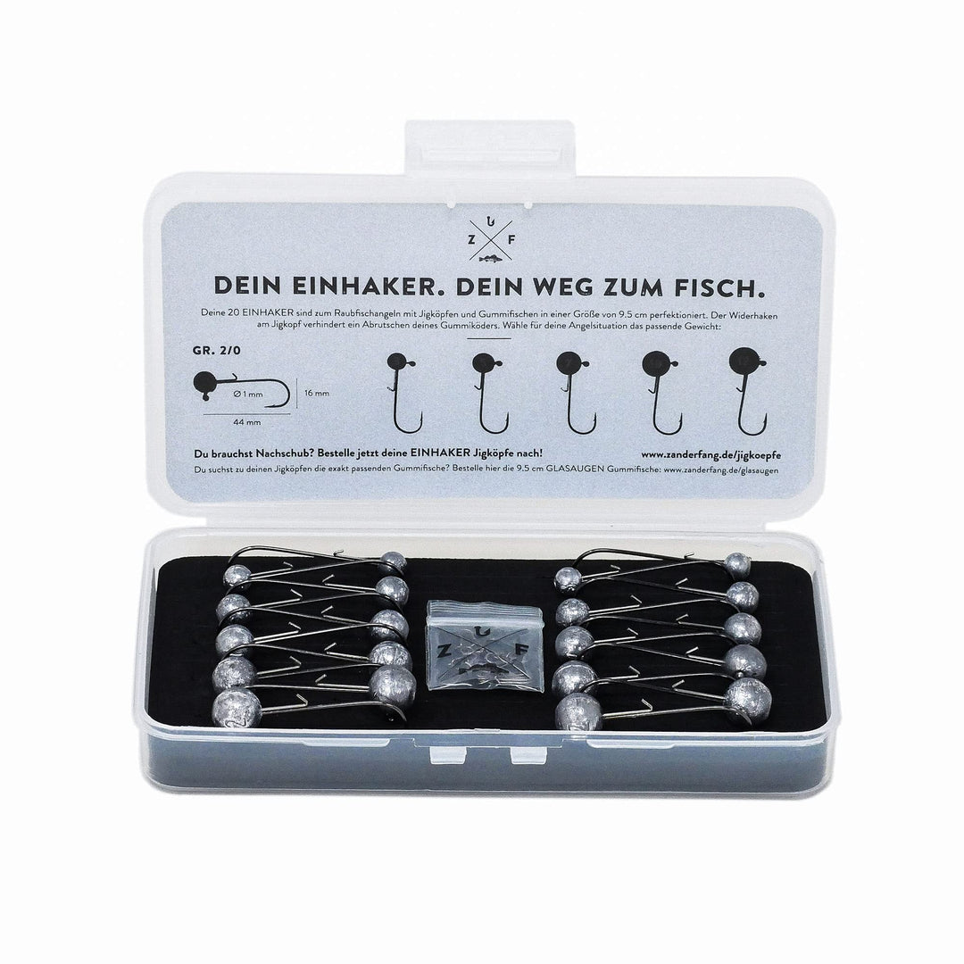 Zanderfang – Jigköpfe Angelhaken-Set Jighaken – Jigkopf Grösse 2/0 und 4/0 für Gummiköder von 8cm bi
