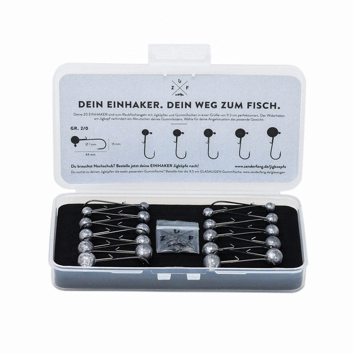 Zanderfang – Jigköpfe Angelhaken-Set Jighaken – Jigkopf Grösse 2/0 und 4/0 für Gummiköder von 8cm bi