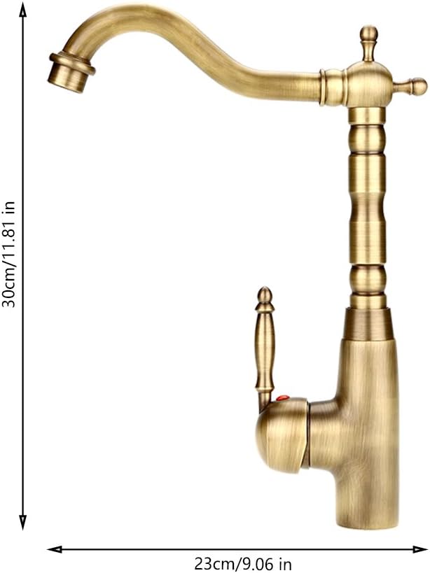 Zerodis Gold Heisser Kalter Wasserhahn Antike Retro Style Massivem Messing Mischbatterie Küche Bad B
