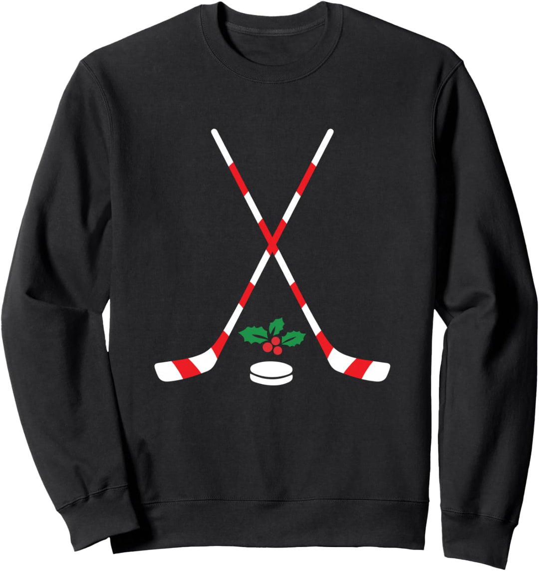 Eishockey Weihnachten Zuckerstangen Hockeyschläger Sweatshirt