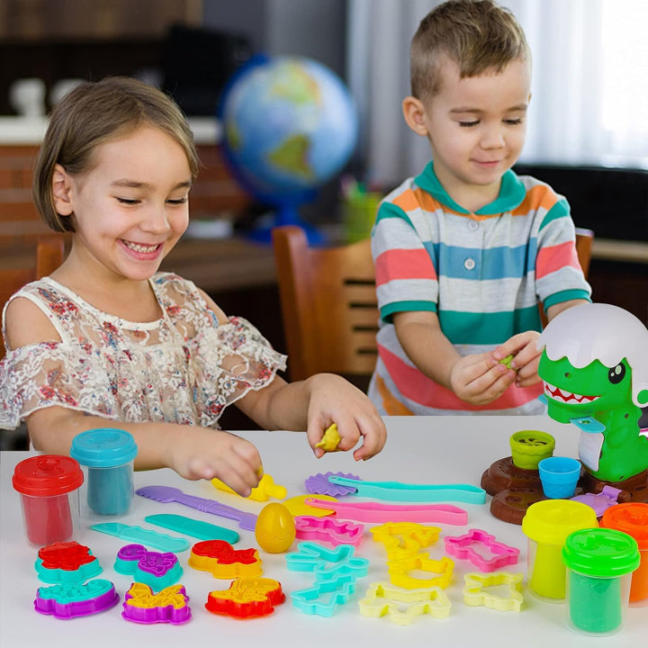 Herefun Play Doh Knete Zubehör Set, Knetwerkzeug für Kinder mit 5 Modelliermasse, Kinderknete mit Zu