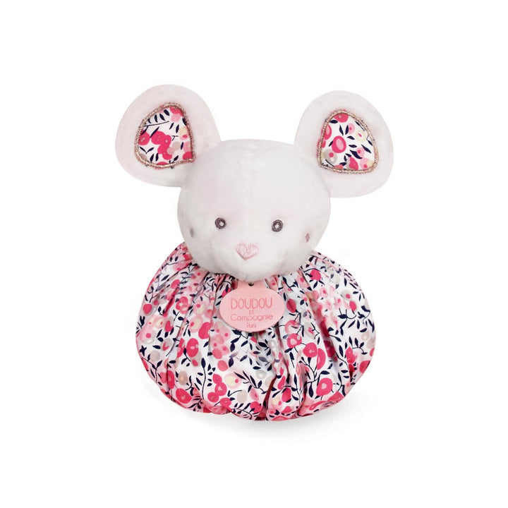 Doudou et Compagnie - DC3932 Kuscheltier mit Kugel, 25 cm, Weiss Weiss maus, Weiss maus