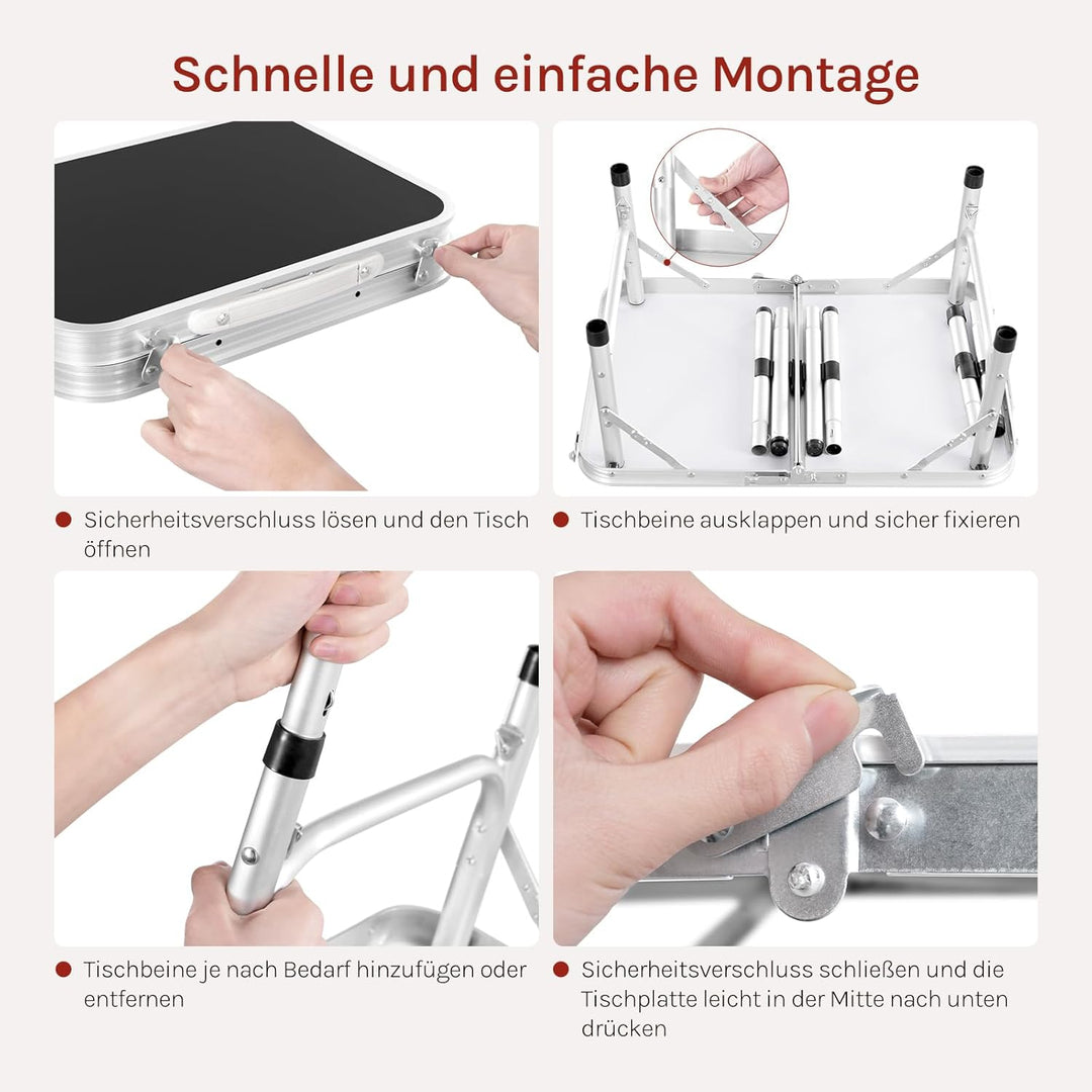 WOLTU Klapptisch Höhenverstellbar 25/36/50/60 cm, 60x40cm Tischplatte, mit Aufbewahrungsnetz und Hak