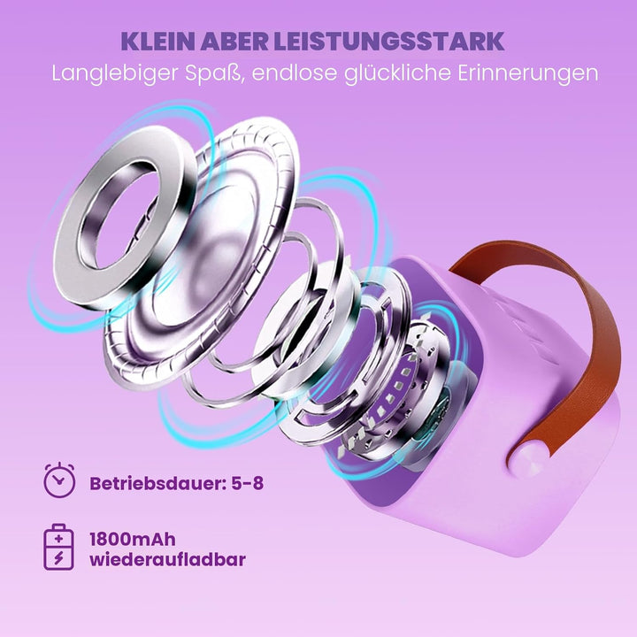 Wowstar Karaoke Maschine mit 2 Drahtlosen Mikrofonen, Tragbares Bluetooth Karaoke Maschine für Kinde