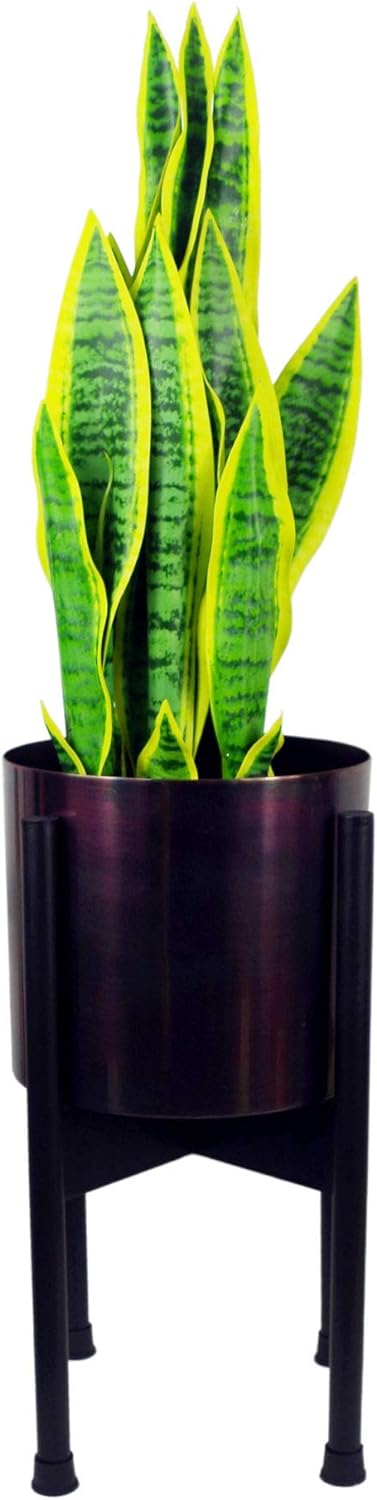 Leaf Blumentopf aus Metall, schillerndes Regenbogen-Finish, 20 x 18 cm, Regenbogenfarben, 18 cm, Reg