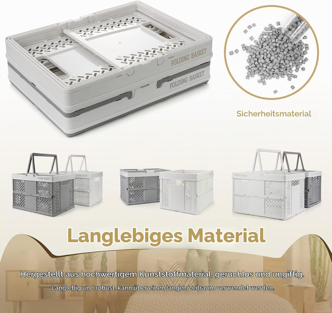 Spesh 2 Stücke Klappbox mit Henkel 30 * 22cm Aufbewahrungsbox klappbar Klein Plastik Aufbewahrungsko