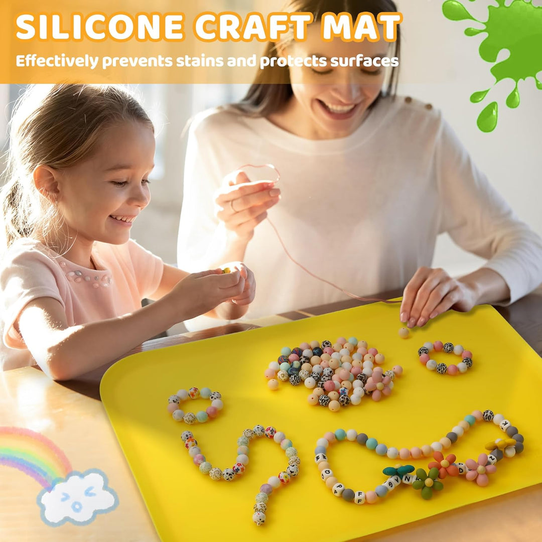 AtMini Silikonmatte Gross 60 x 40 cm，bastelunterlage kinder für Kunsthandwerk, Sand Art, Malen, Harz
