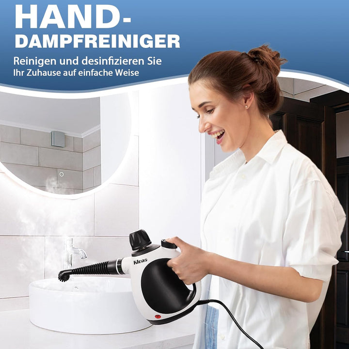 KLONA Handdampfreiniger, Dampfreiniger für Zuhause, Mehrzweck-Dampfreiniger mit 10 Zubehörteilen für