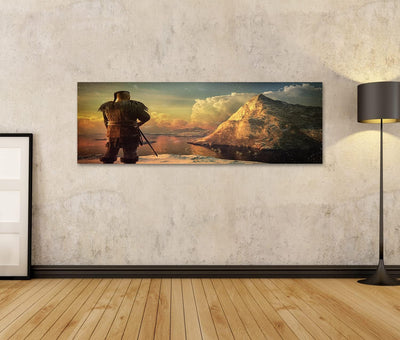 islandburner Bild auf Leinwand Wikinger Krieger Meer Schnee Berg Bilder Wandbilder Poster Leinwand 1