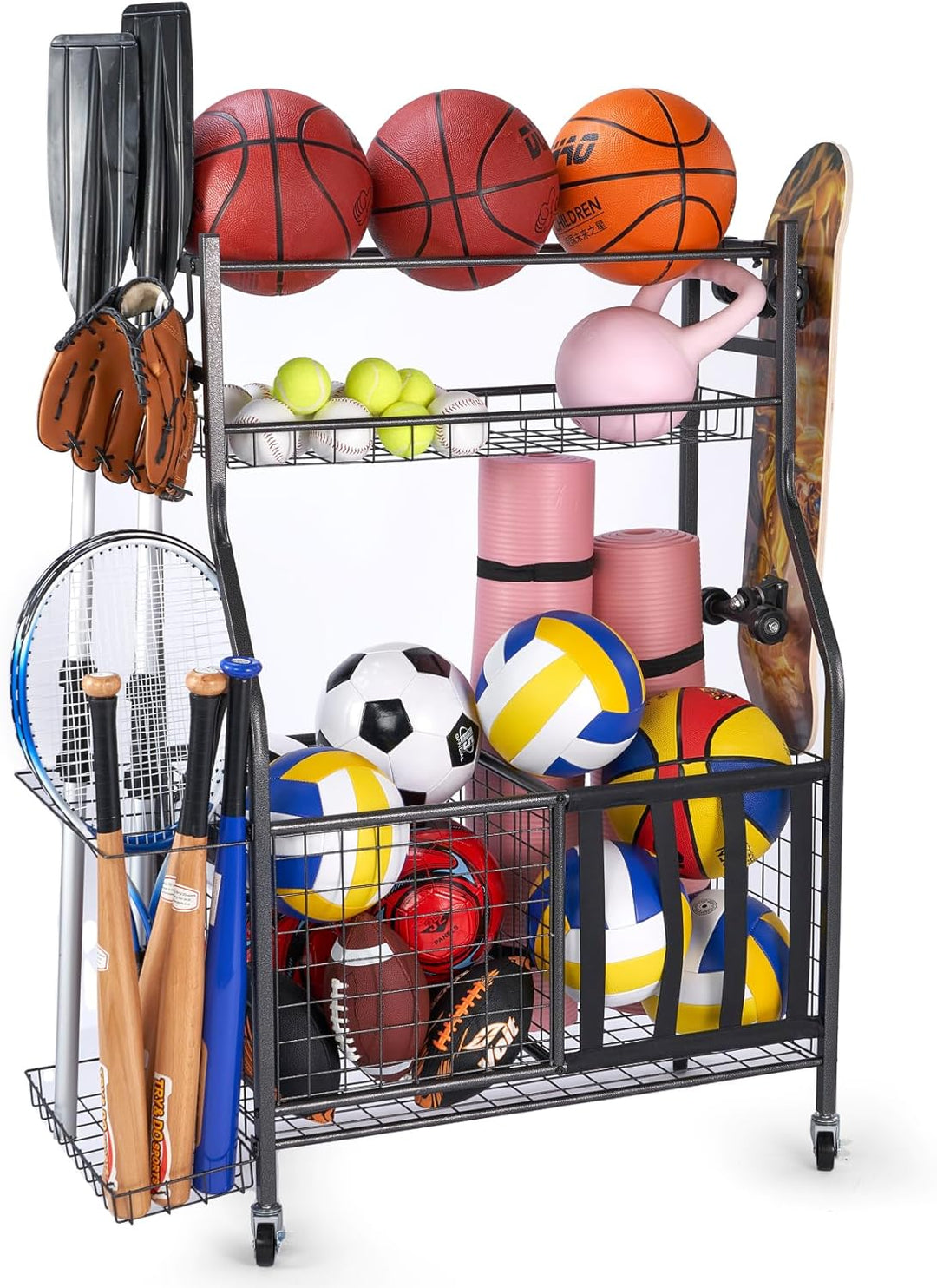 Sinoer Garage Lagerung von Sportgeräten, Ballaufbewahrungsregale, Spielzeug für den Innen- und Ausse