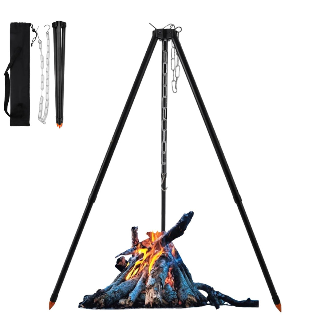 110CM Camping Stativ Lagerfeuer Kochen Stativ Outdoor Grillrost Stand Halterung Hängekette Verstellb