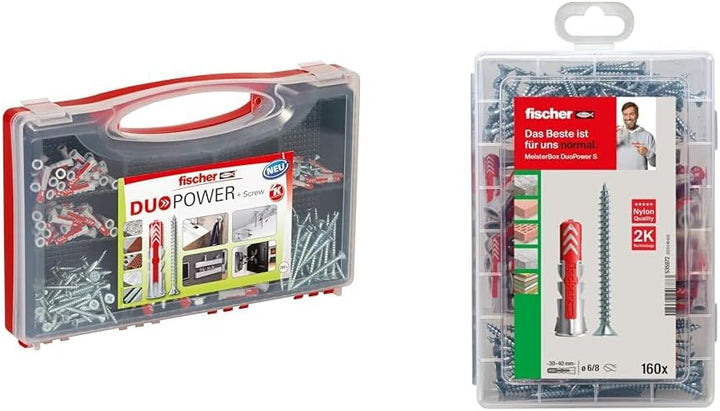 fischer RED-BOX DUOPOWER + Schrauben, Sortimentbox, 280-teilig mit Dübel in verschiedenen Grössen, v