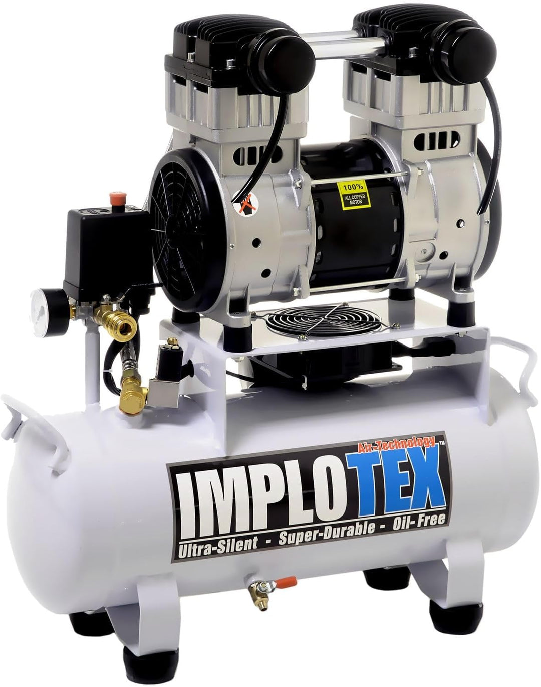 IMPLOTEX 1500W 2PS 18L Silent Flüsterkompressor Druckluftkompressor 60dB leise ölfrei flüster Kompre