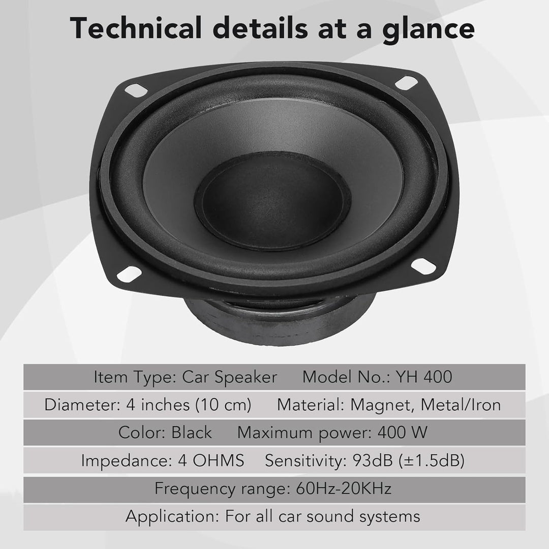 Auto Lautsprecher Koaxial Aramox 400W 4 Zoll Mitteltonbereich Externer Magnet Typ für PKW und LKW Sc