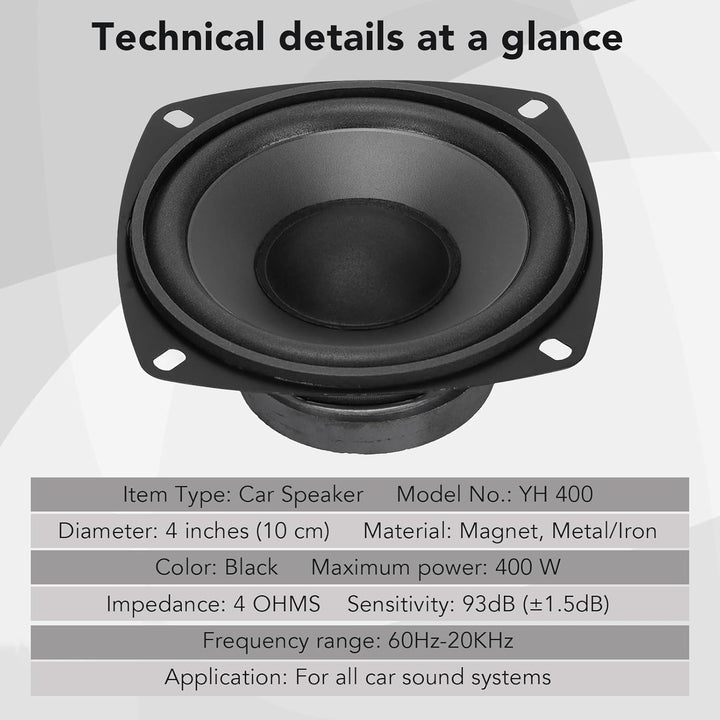 Auto Lautsprecher Koaxial Aramox 400W 4 Zoll Mitteltonbereich Externer Magnet Typ für PKW und LKW Sc