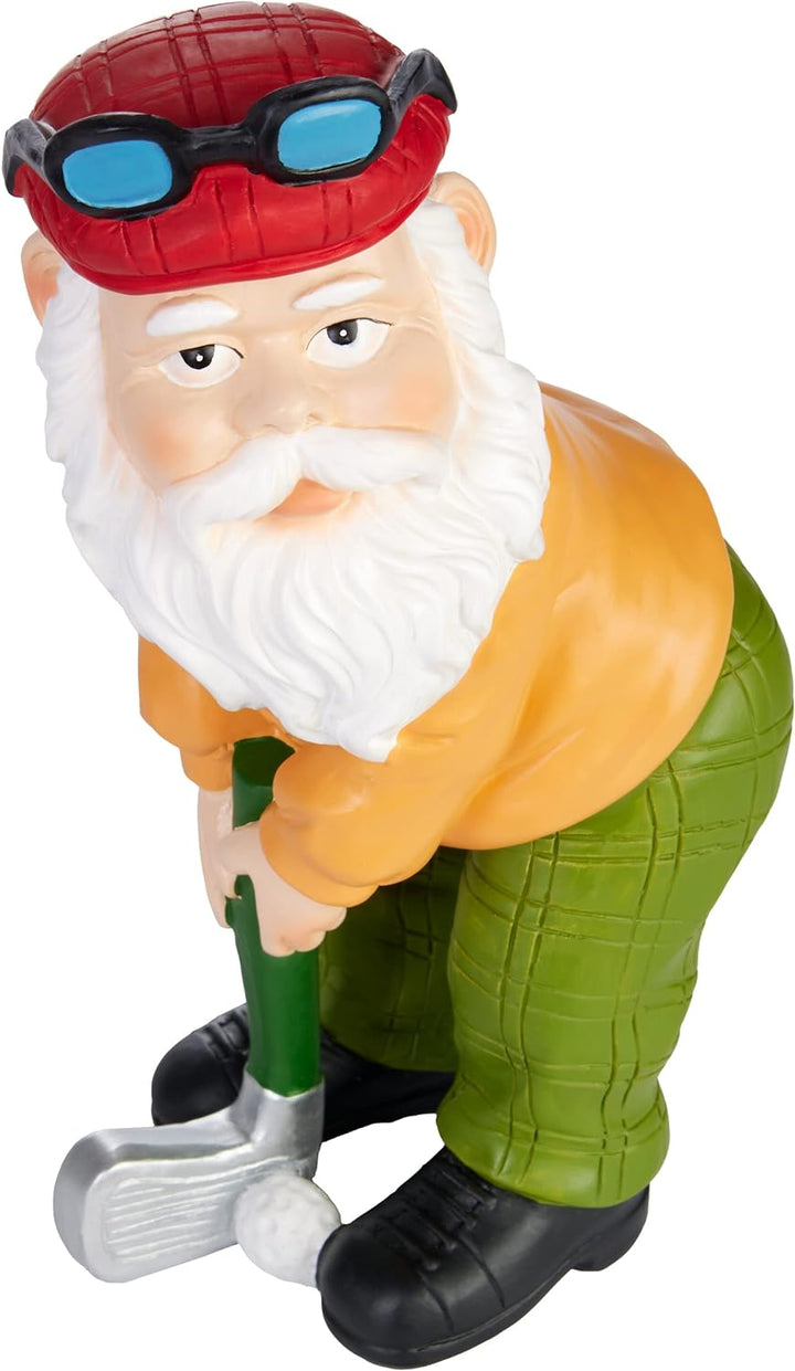 BRUBAKER Gartenzwerg Golfer mit Schläger - Golf Opa mit Golfschläger und Brille - Gartenfigur Lustig