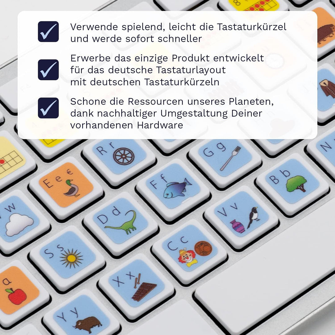 Kinder Tastatur Aufkleber für Buchstaben und Zahlen Lernen | Tastaturaufkleber deutsch für Windows u