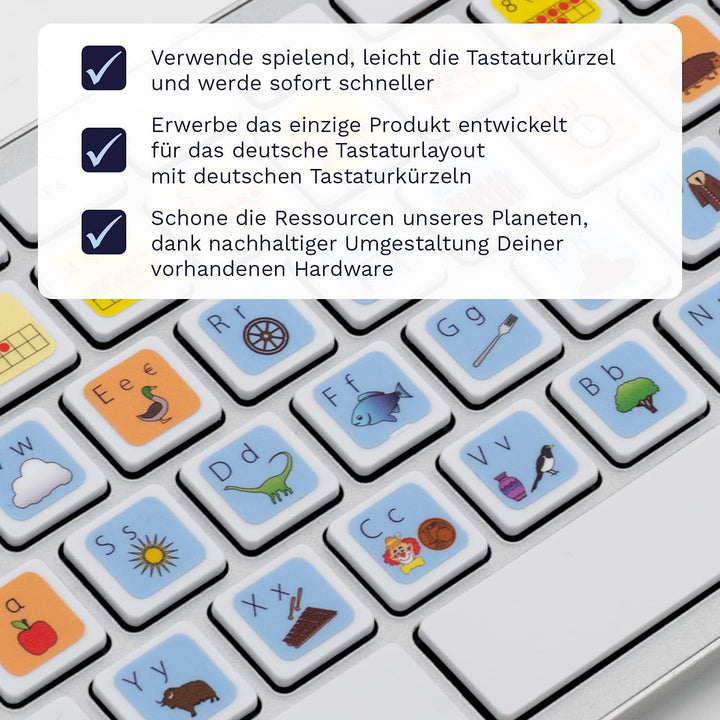 Kinder Tastatur Aufkleber für Buchstaben und Zahlen Lernen | Tastaturaufkleber deutsch für Windows u