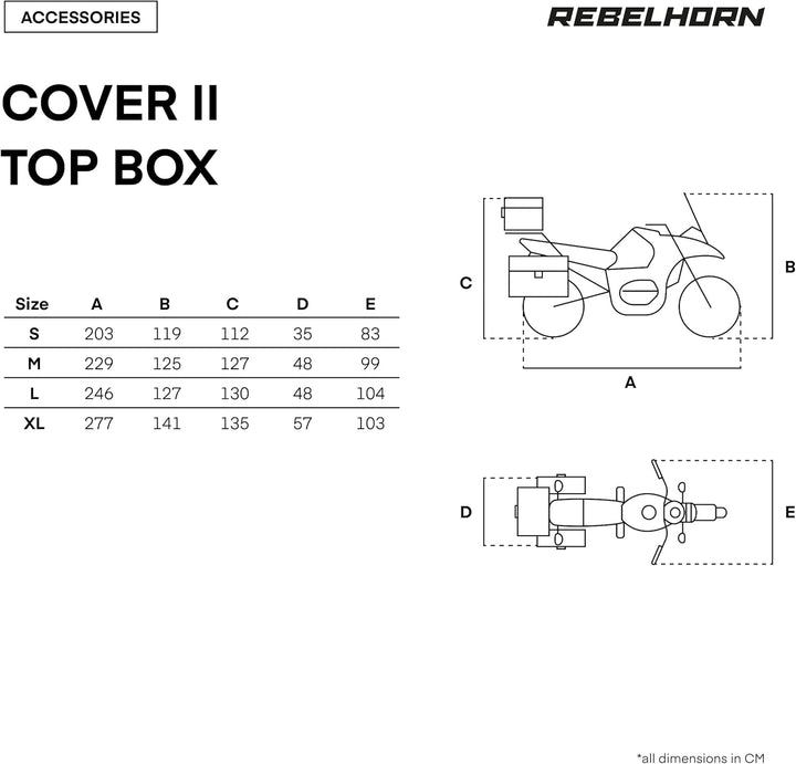 REBELHORN Cover II Top Box Motorradabdeckung | Strapazierfähiges Polyester | Motorradkoffer kompatib