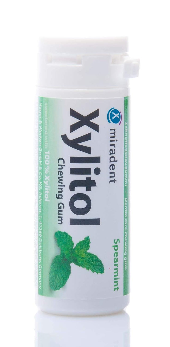 Miradent Xylitol Kaugummi Grüne Minze 30 Stück, 4er Pack (4 x 30 g), 4