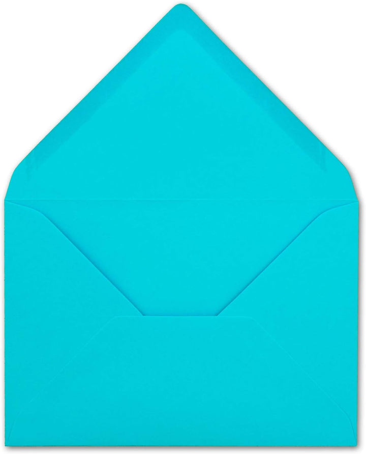 250 Brief-Umschläge - Türkis - DIN C6-114 x 162 mm - Kuverts mit Nassklebung ohne Fenster für Gruss-