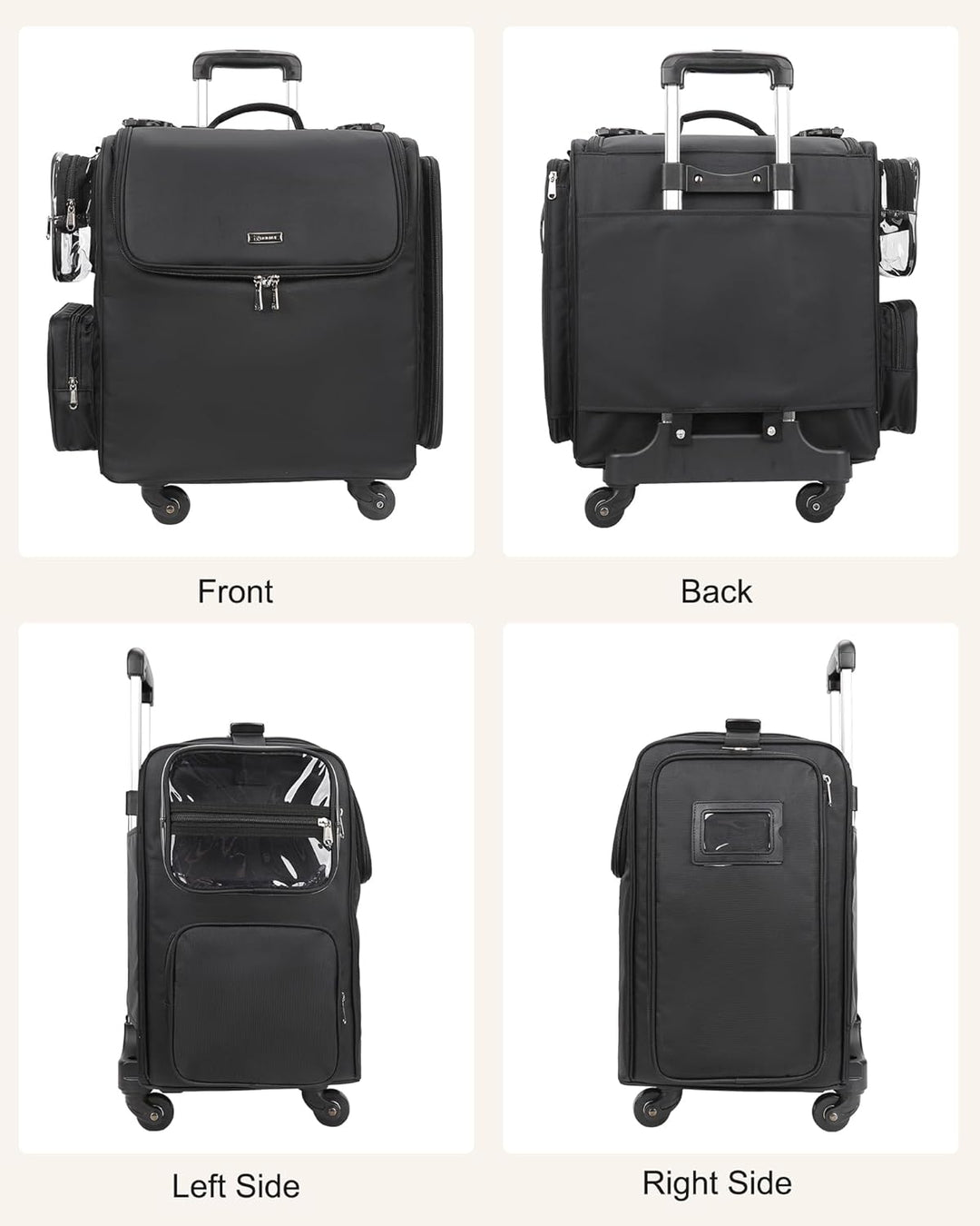 Relavel Roll-Make-up-Koffer – Hairstyling-Reisetasche mit 4 Rädern, Hitzeisolierter Schicht, Verstel