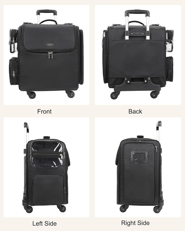 Relavel Roll-Make-up-Koffer – Hairstyling-Reisetasche mit 4 Rädern, Hitzeisolierter Schicht, Verstel