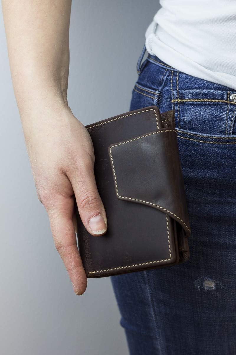 LEAS Herren und Damen Geldbörse mit Verschluss Geschenkbox Echt-Leder, braun Vintage-Collection