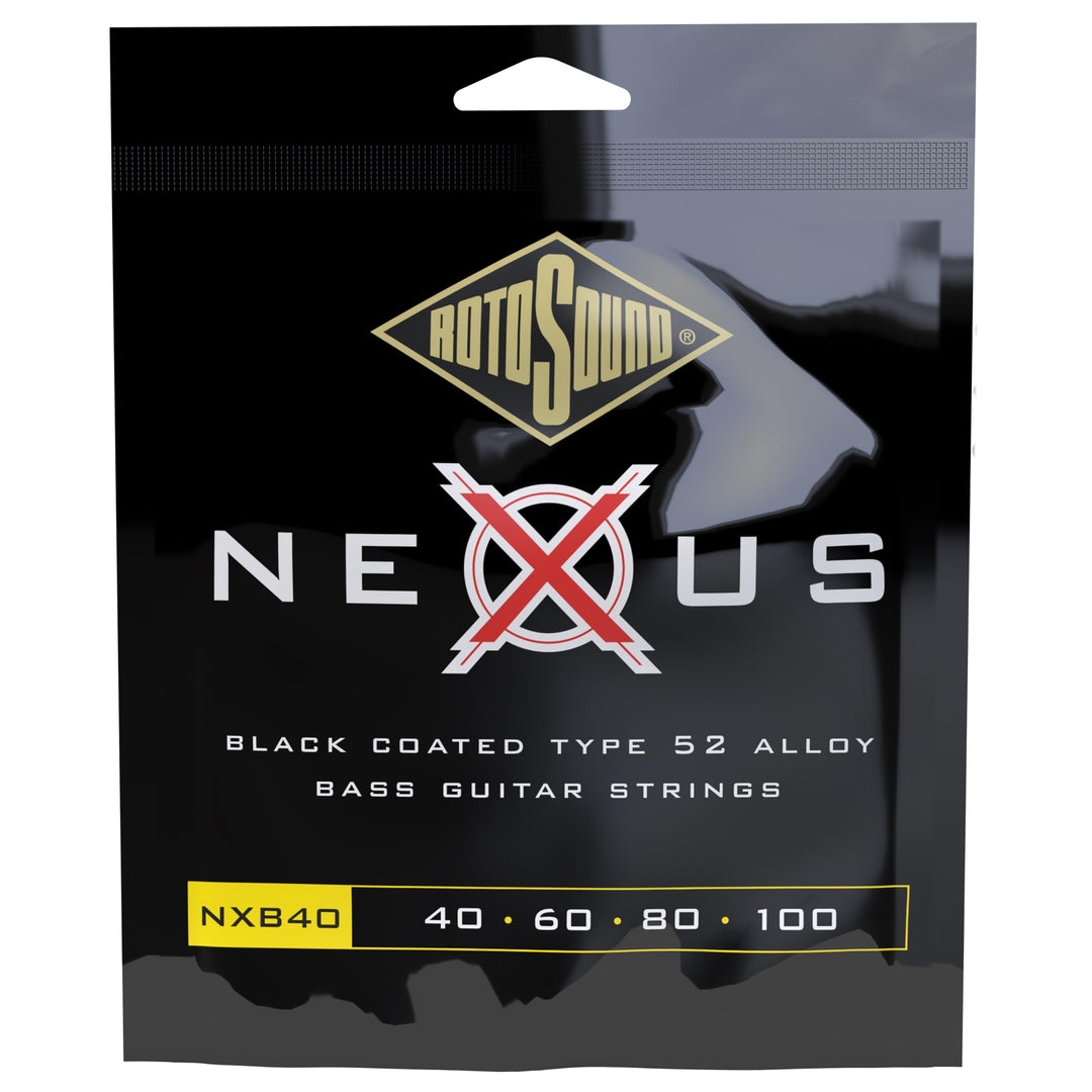 Rotosound Schwarz ummantelte Saiten für E-Bass, Runddraht, Typ 52, Stärke Medium 40 60 80 100