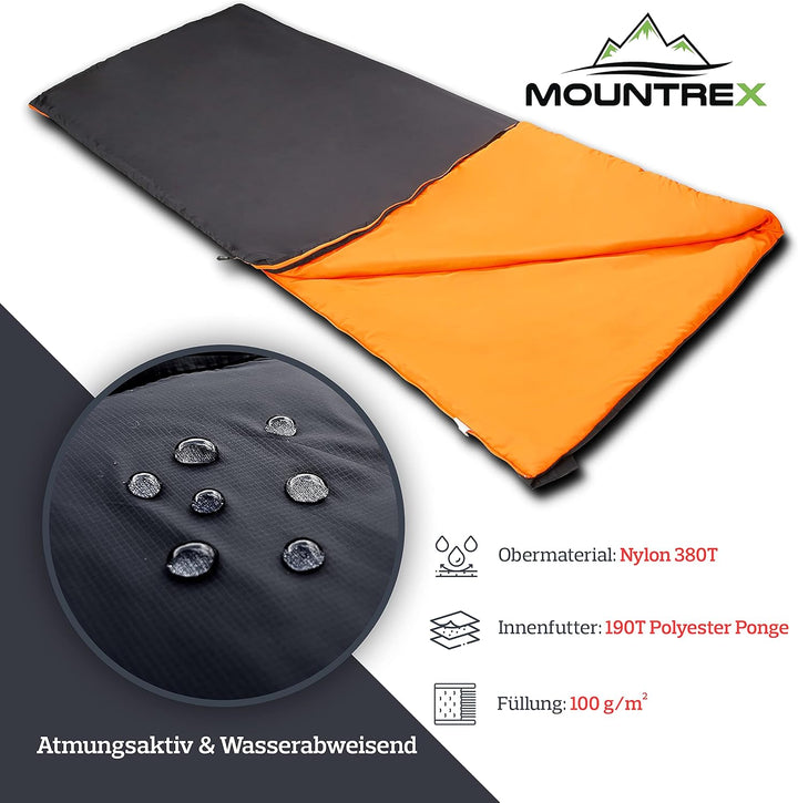 MOUNTREX Schlafsack - Sommer Deckenschlafsack, Ultraleicht Kleines Packmass | Outdoor Sommerschlafsa