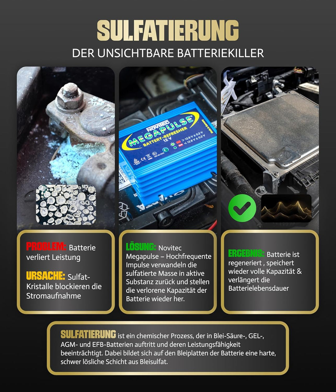 Novitec® Megapulse 12V Batteriepulser | Verlängert Batterielebensdauer & verbessert Ladeleistung | F