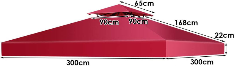 KOMFOTTEU 3 x 3 M Pavilliondach, Ersatzdach für Pavillion, Dachplane für Garten Balkon Strand, wasse