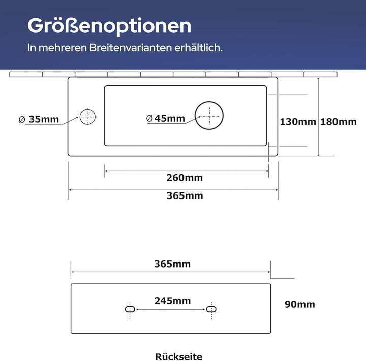 VILSTEIN Hänge- oder Aufsatz Waschbecken Gäste WC | kleines mini Handwaschbecken | Keramik Waschtisc