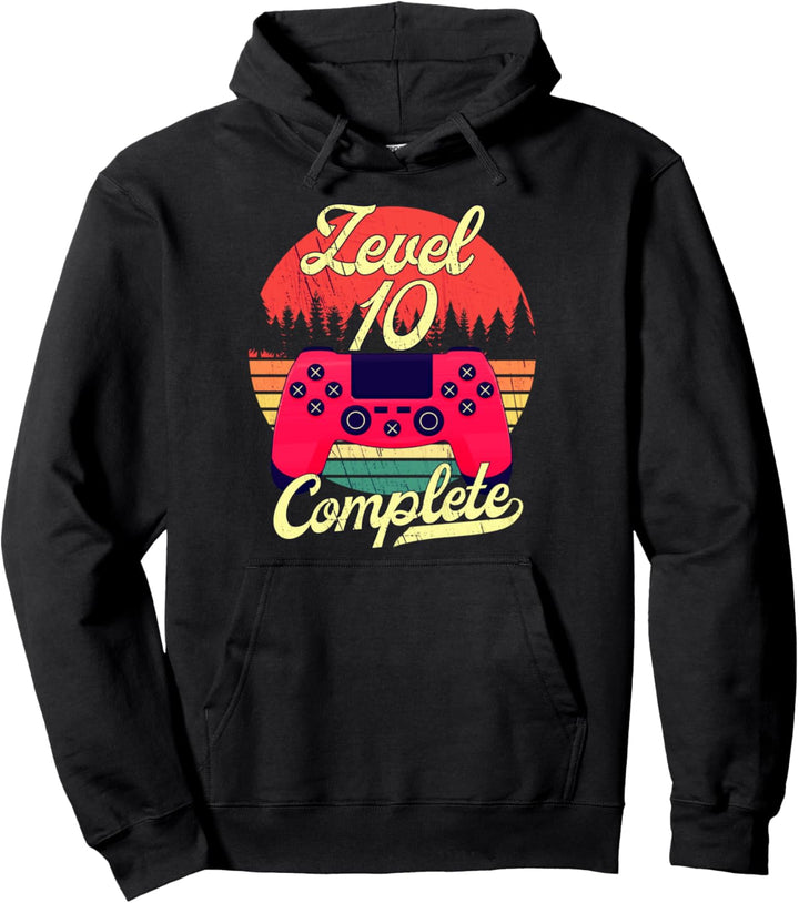 Level 10 Complete Gamer 10 Jahre Junge 10 Geburtstag Pullover Hoodie