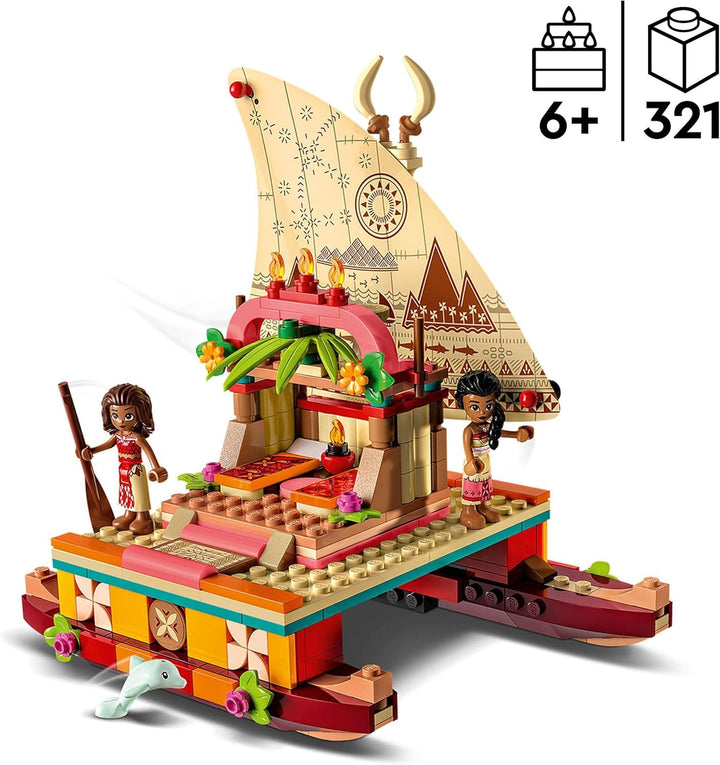 LEGO 43210 Disney Princess Vaianas Katamaran Spielzeug Boot mit Vaiana und Sina Prinzessinnen Mini-P