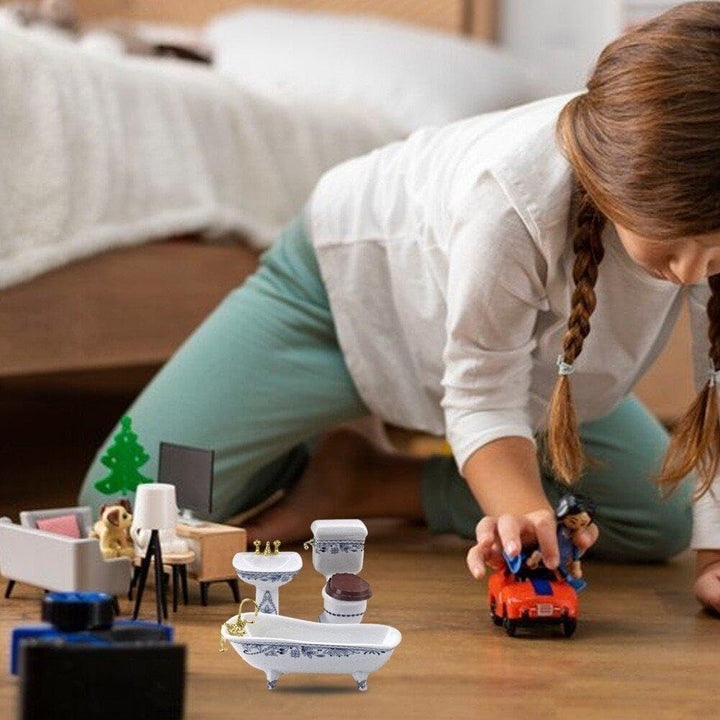 1/12 Puppenhaus-möbel-Badezimmer-Set, Miniatur-puppenhaus-möbel, Spielzeug, Badezimmer-zubehör Für D