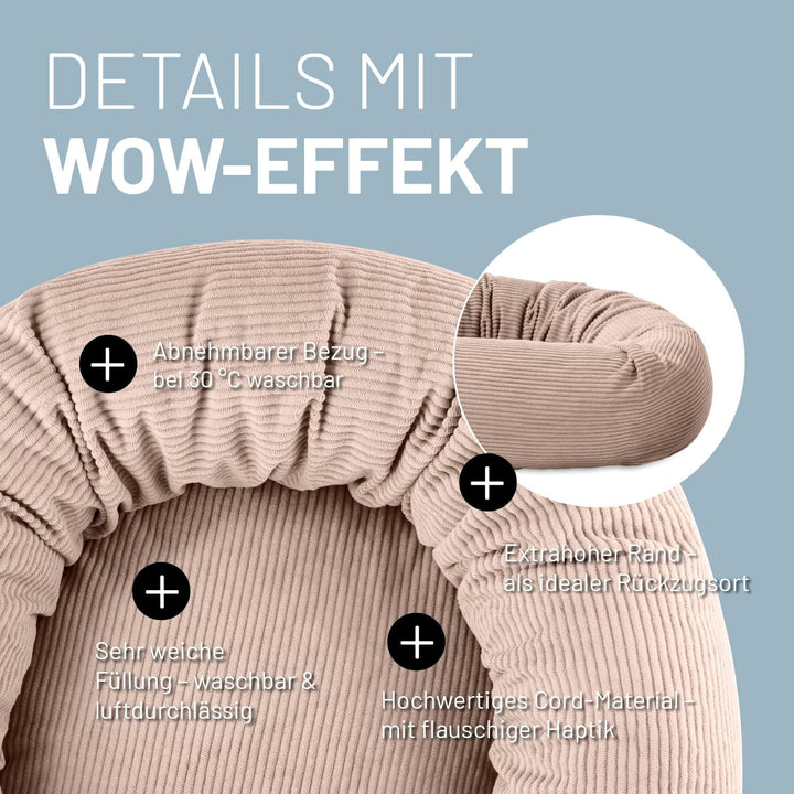 Lumaland Komfort Katzenbett Cord, Ø 60 cm | Katzenhöhle Rutschfester Boden | Katzen Zubehör mit Soft