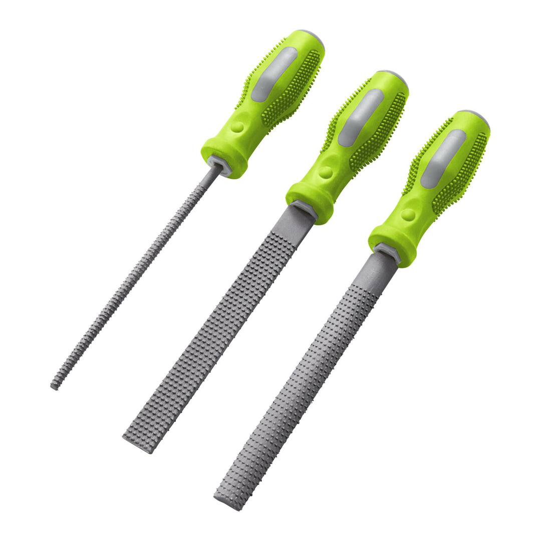 HABA Terra Kids Holzraspel-Set – Kinderwerkzeug-Set mit 3 Raspeln (rund, halbrund, flach), ideal für