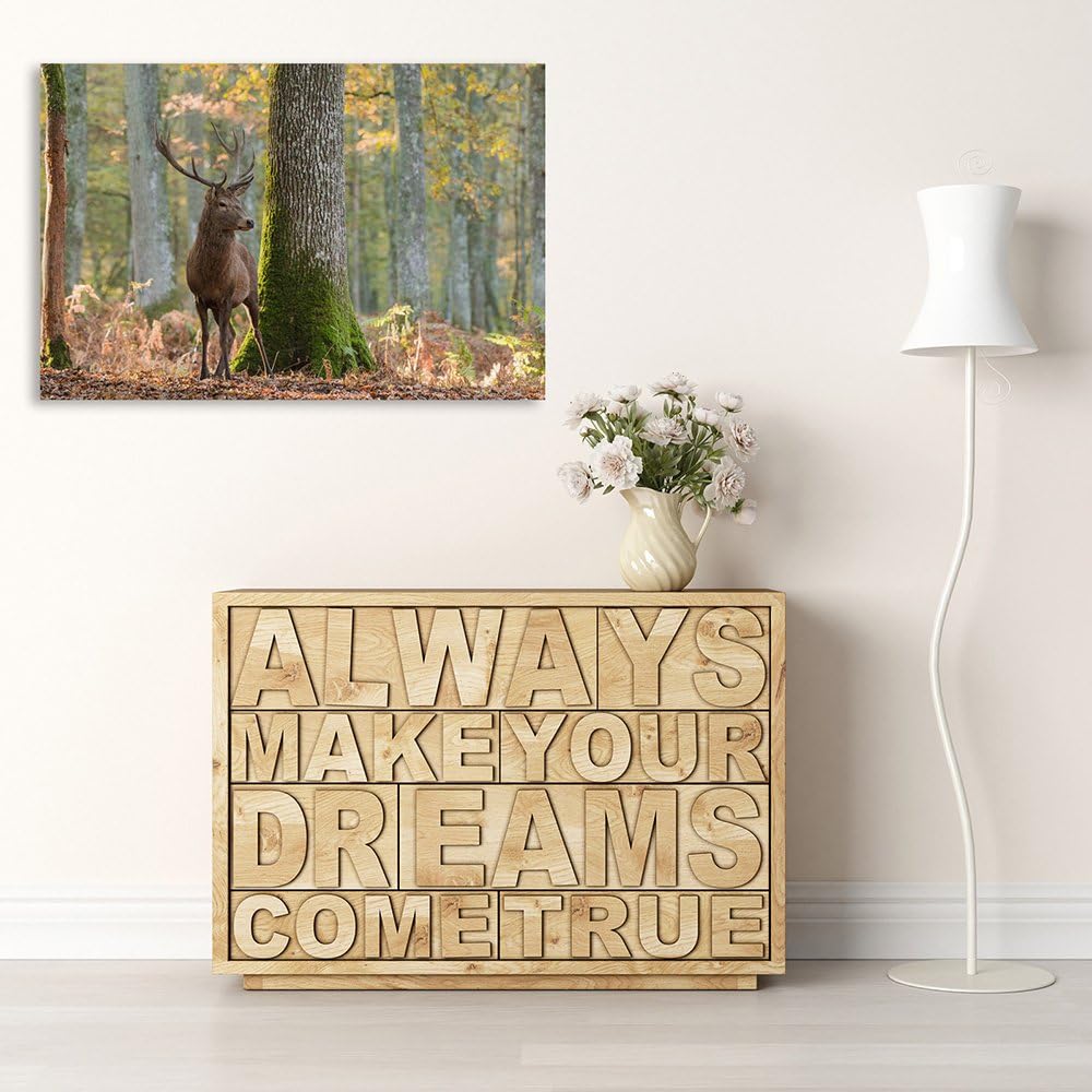 Feeby. Wandbilder - 1 Teilig- 70x100 cm - Bilder Kunstdrucke Deko Panel, HIRSCH, NATUR, BRAUN, 70x10