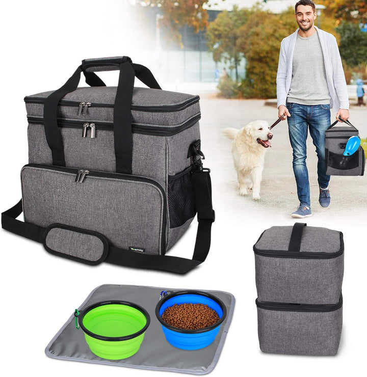 Teamoy Reisetasche für Hundeausrüstung, Hundetasche für die Mitnahme von Tiernahrung, Leckereien, Sp
