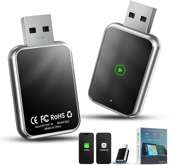 Wireless CarPlay & Android Auto Adapter 2 in 1 – 2025 Upgrade Dongle verwandelt kabelgebundenes CarP