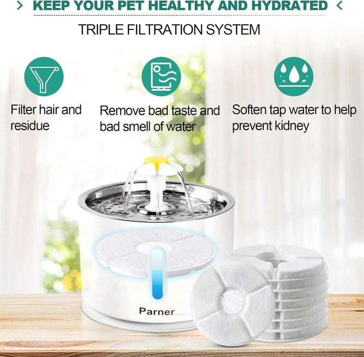 Parner Ersatzfilter für Katzenbrunnen, gesunde und hygienische Filter für Haustier Wasserspender. (8