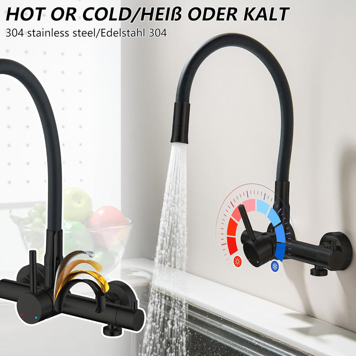 Wandarmatur Küche mit 3/4 Zoll Anschluss für Geschirrspüler/Waschmaschine, Küchenarmatur Wandmontage