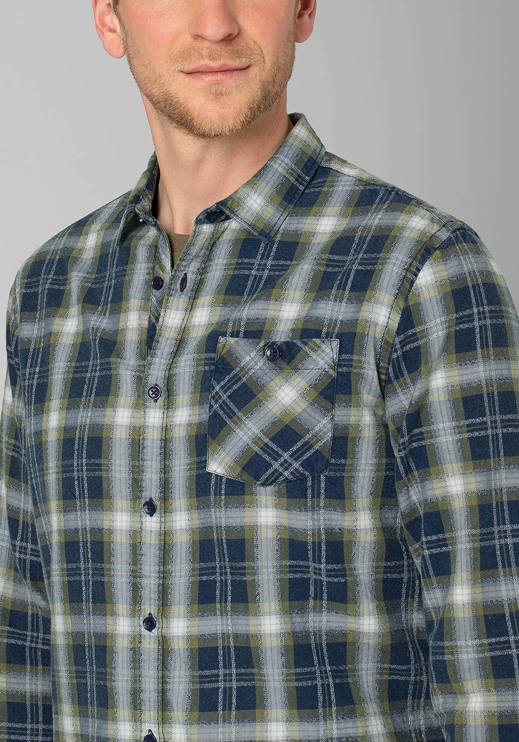 Timezone Herren Effect Weave Check Shirt Hemd S Ocher Navy, S Ocher Navy