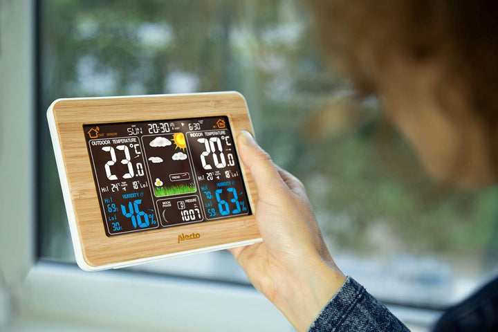 Alecto WS-1560 Funk Wetterstation mit Farbdisplay und Aussensensor - Innen und Aussentemperatur - Lu