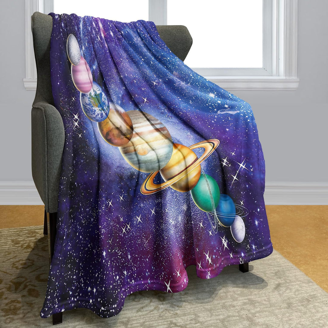 YISUMEI Decke 150x200 cm Kuscheldecken Sanft Flanell Weich Fleecedecke Tagesdecke Sonnensystem Plane